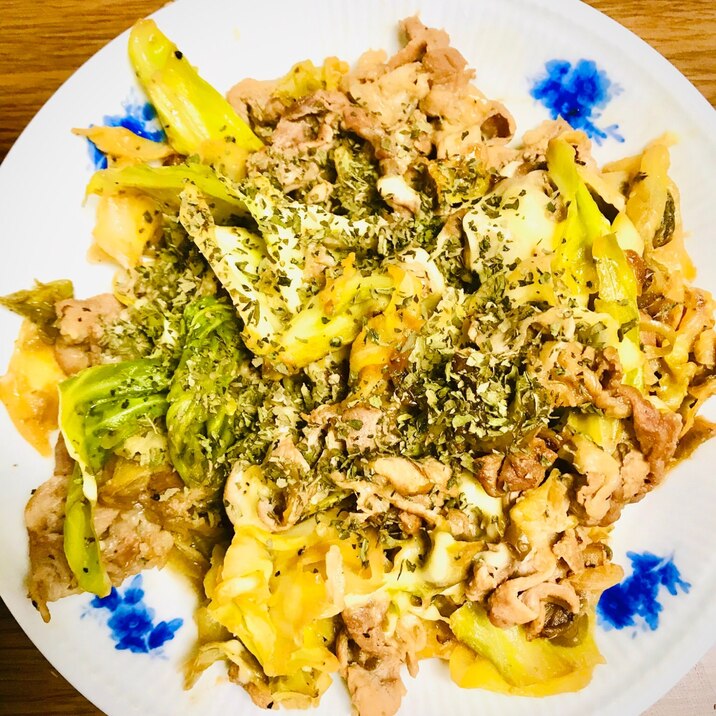 野菜炒め〜豚肉とバジルのレモンチーズ炒め